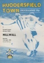 Huddersfield Town v  Millwall  11-Apr-1981