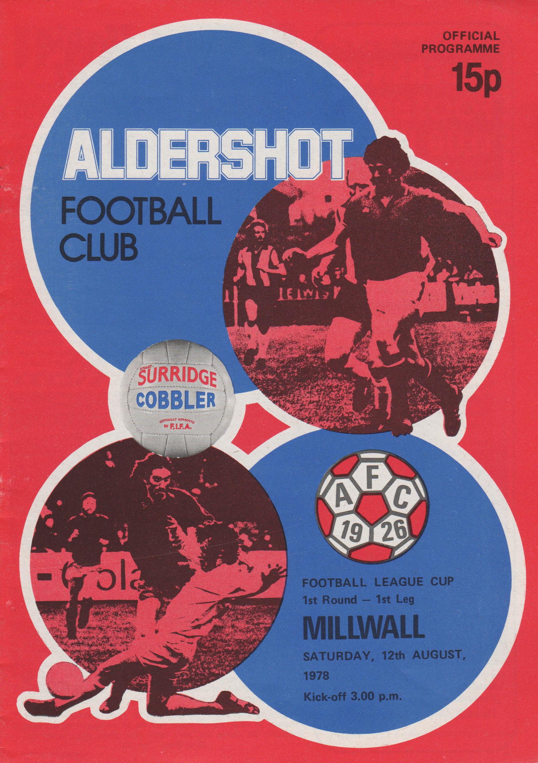Aldershot v Millwall  12-Aug-1978