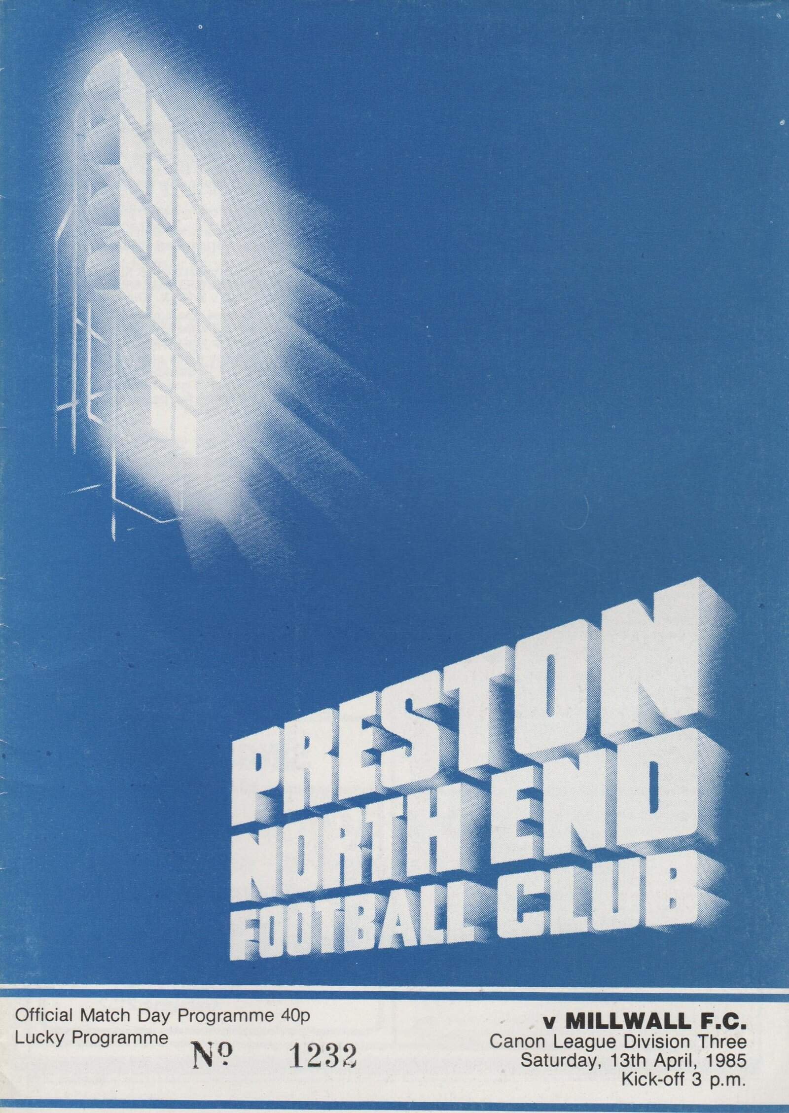 Preston North End v Millwall 13-Apr-1985