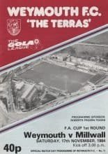 Weymouth v Millwall 17-Nov-1984