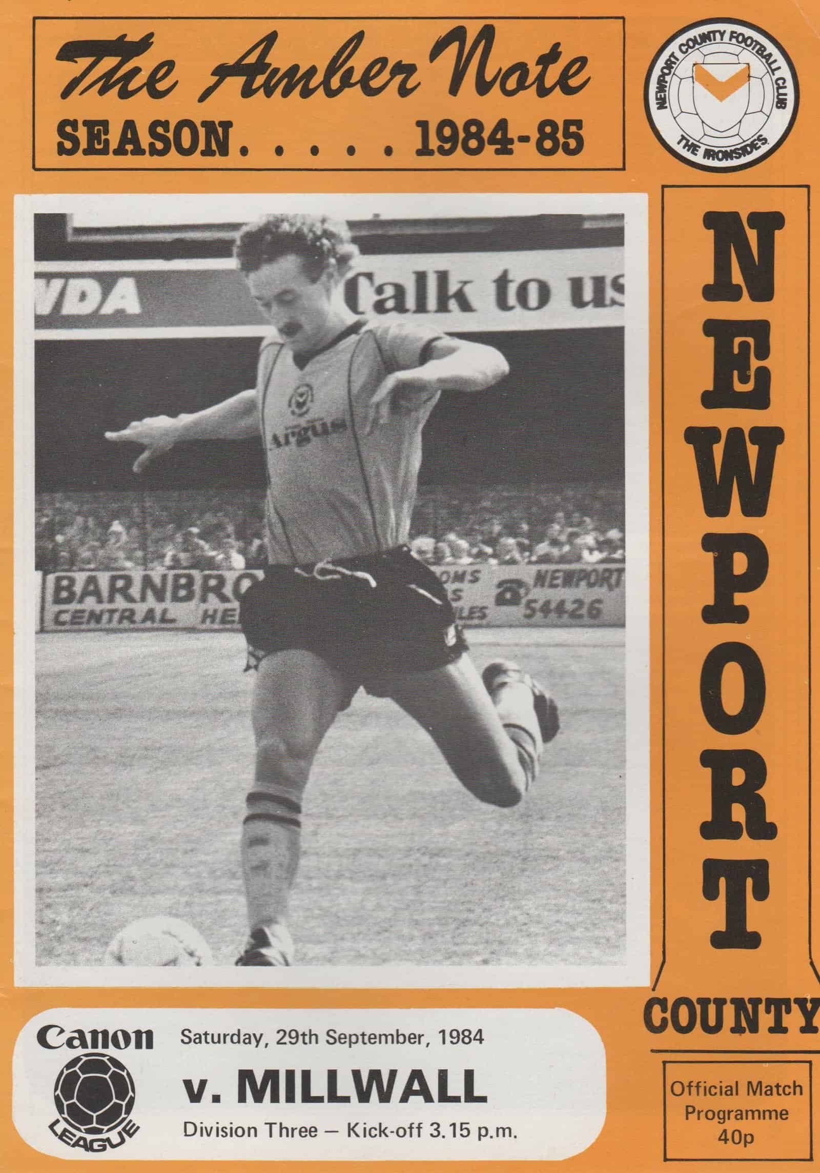 Newport County v Millwall  29-Sep-1984