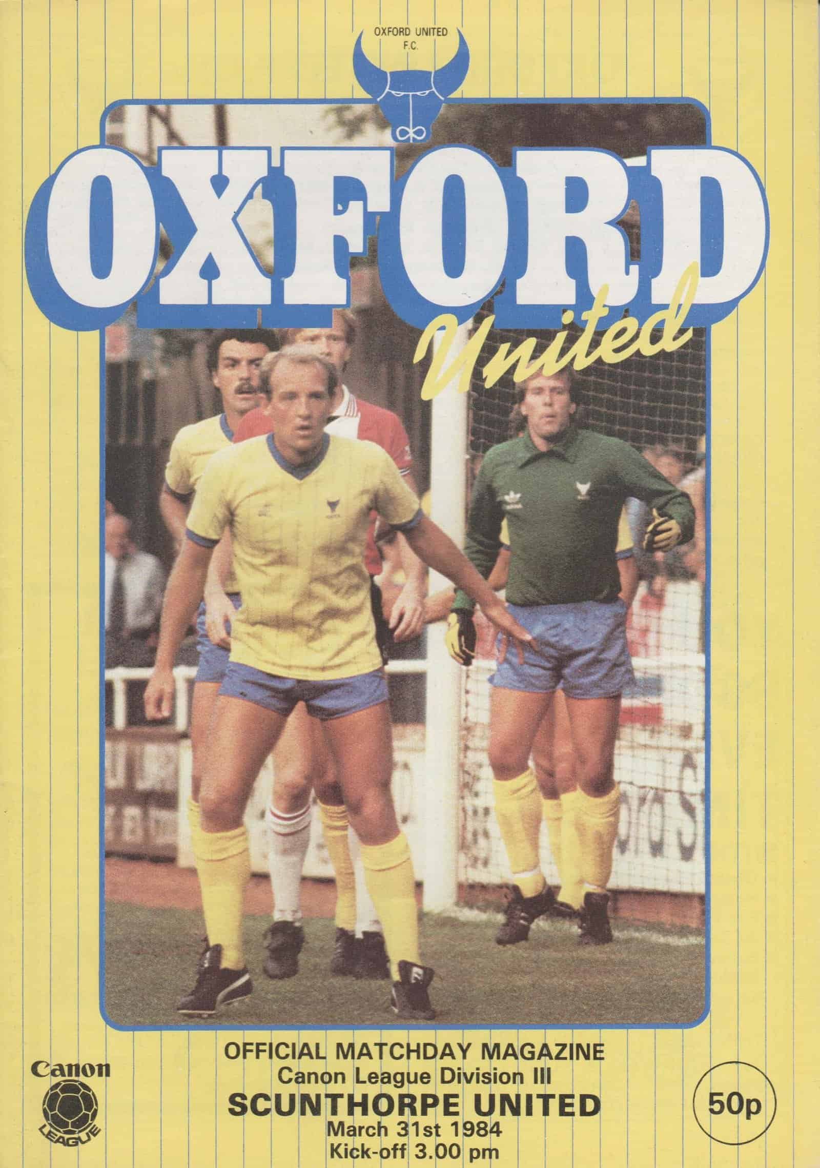 Oxford United v Scunthorpe United  31-Mar-1984