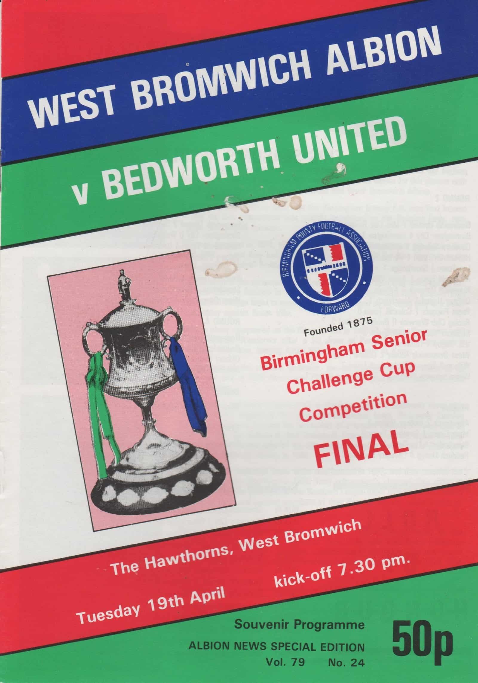 West Bromwich Albion v Bedworth United  19-Apr-1988
