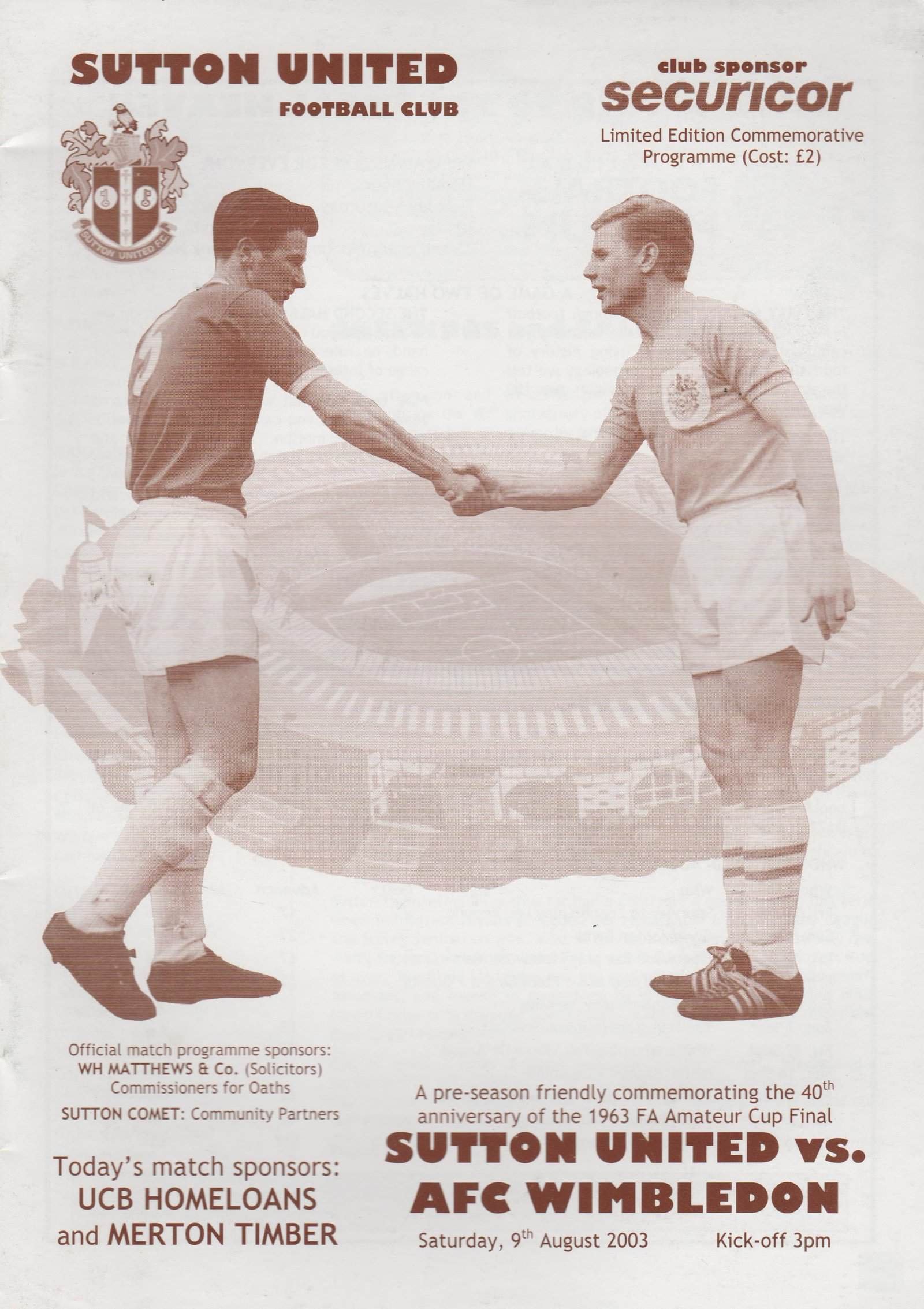 Sutton United v AFC Wimbledon  09-Aug-2003