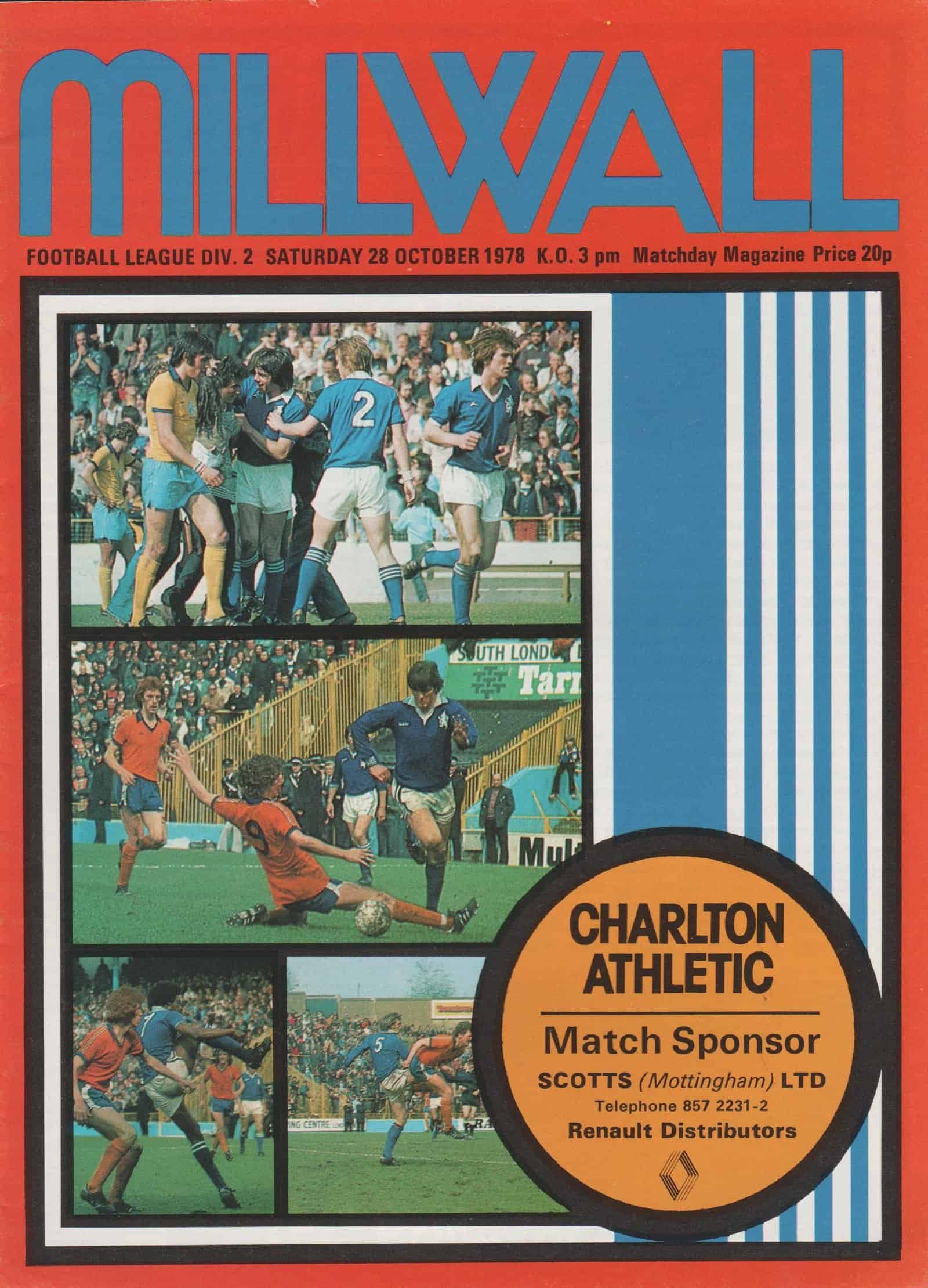 Millwall v Charlton Athletic 28-Oct-1978