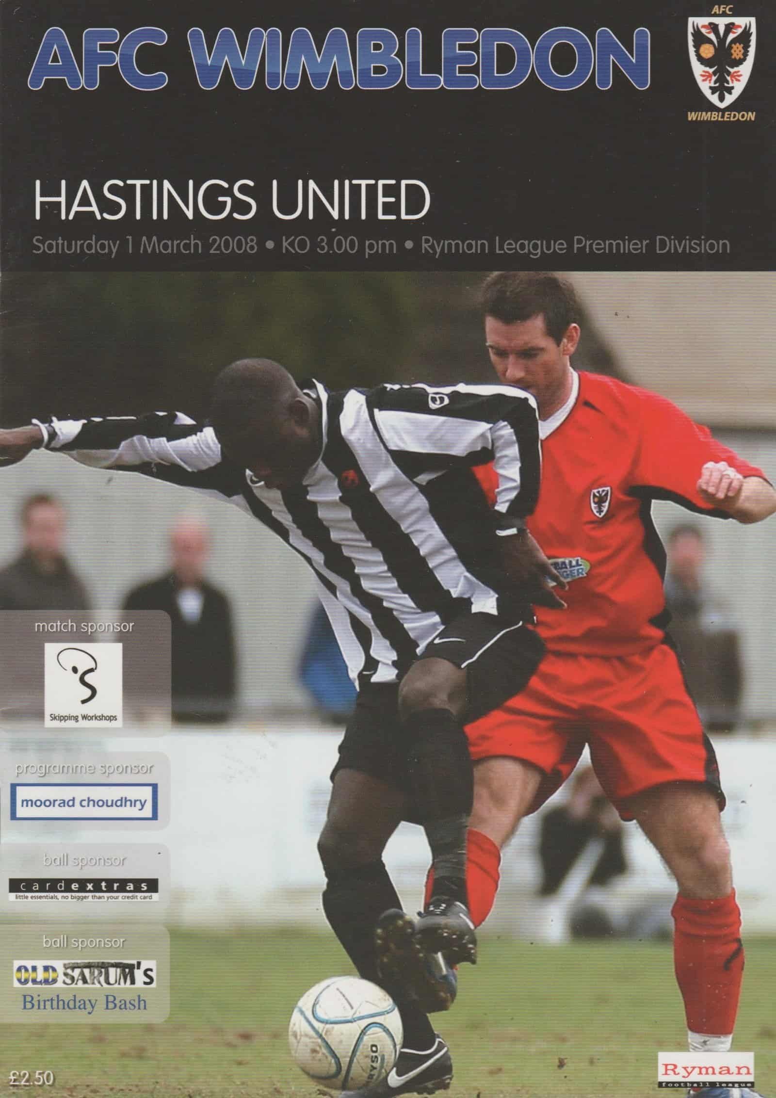 AFC Wimbledon v Hastings United  01-Mar-2008