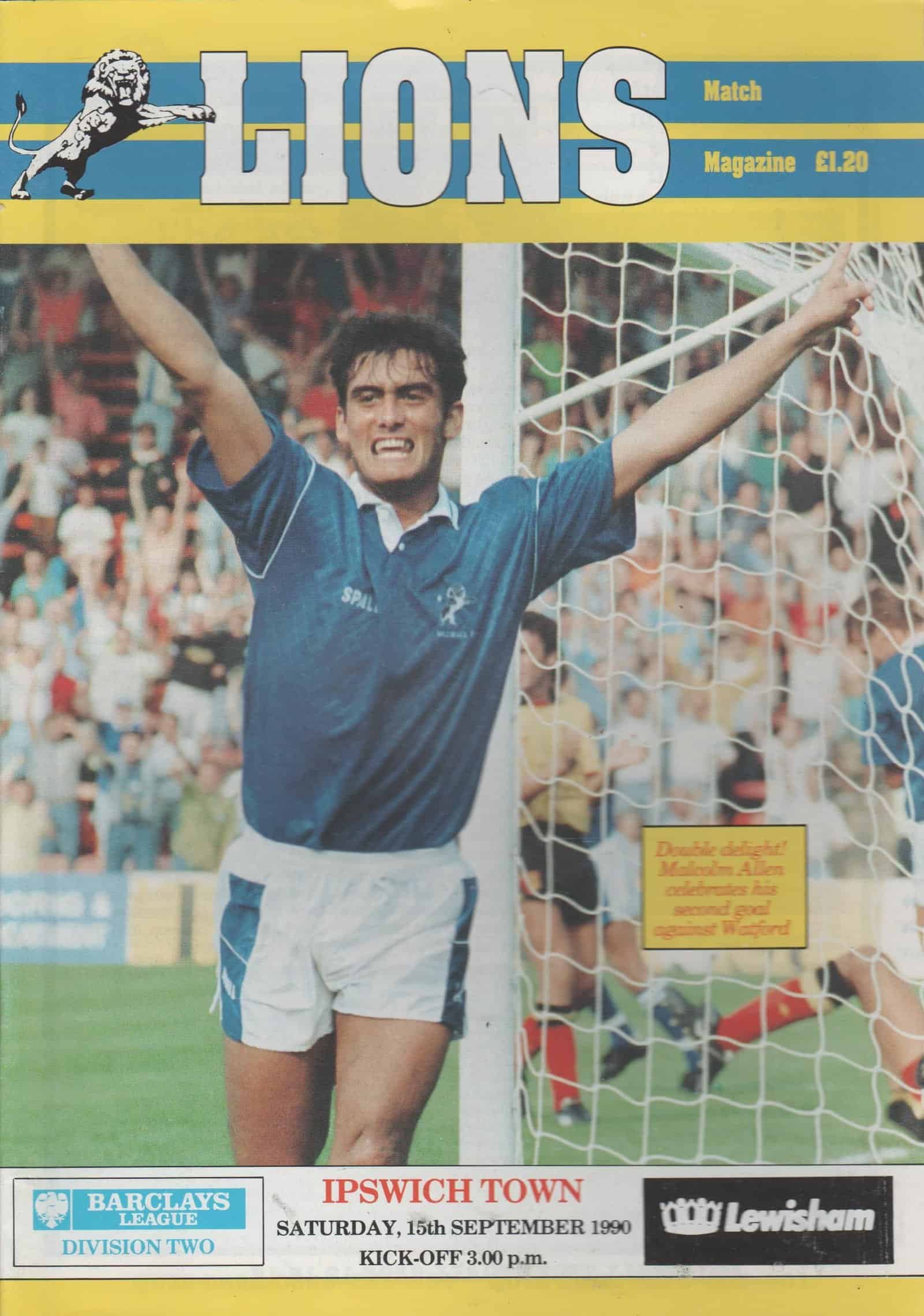 Millwall v Ipswich Town  15-Sep-1990