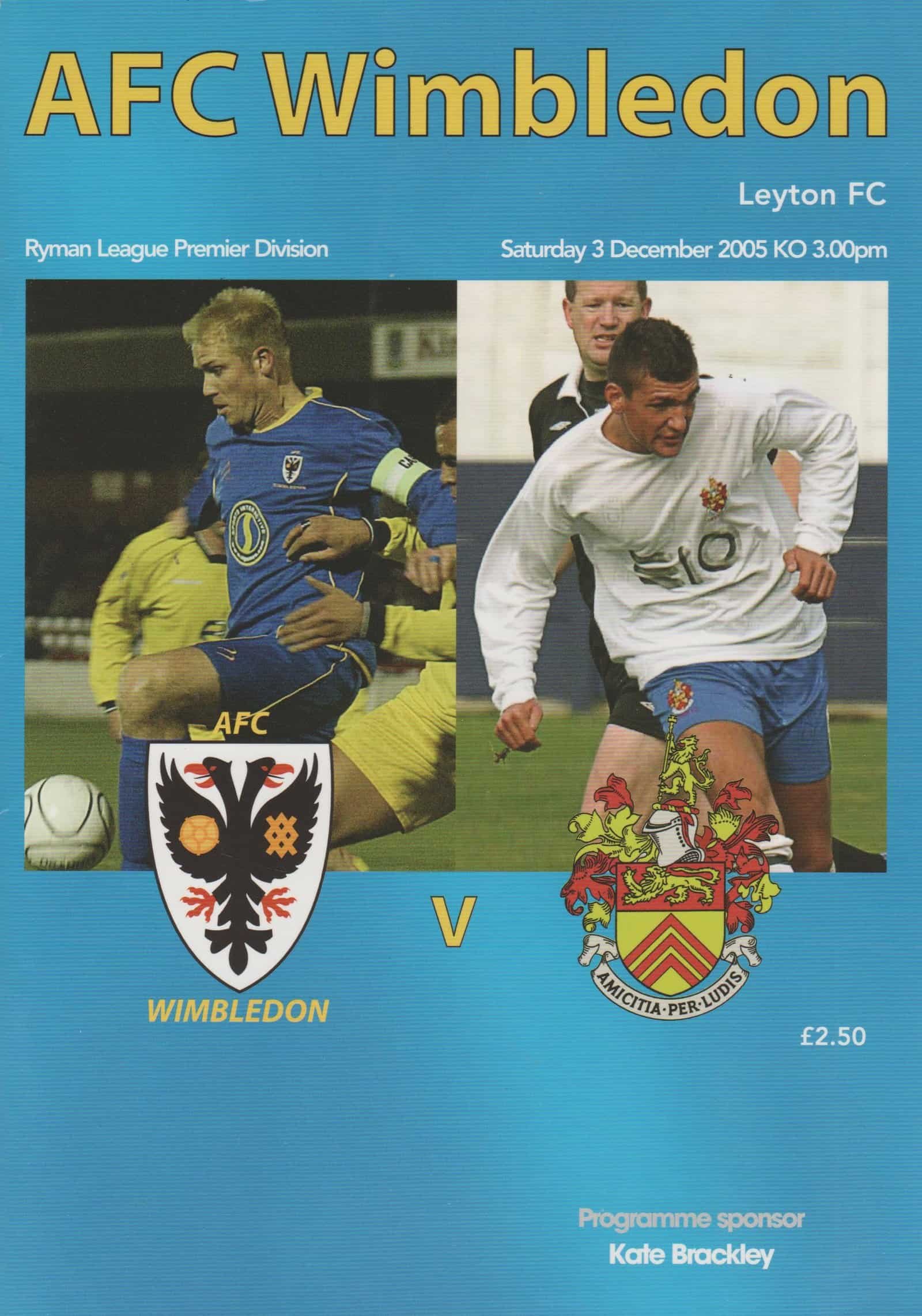 AFC Wimbledon v Leyton  03-Dec-2005