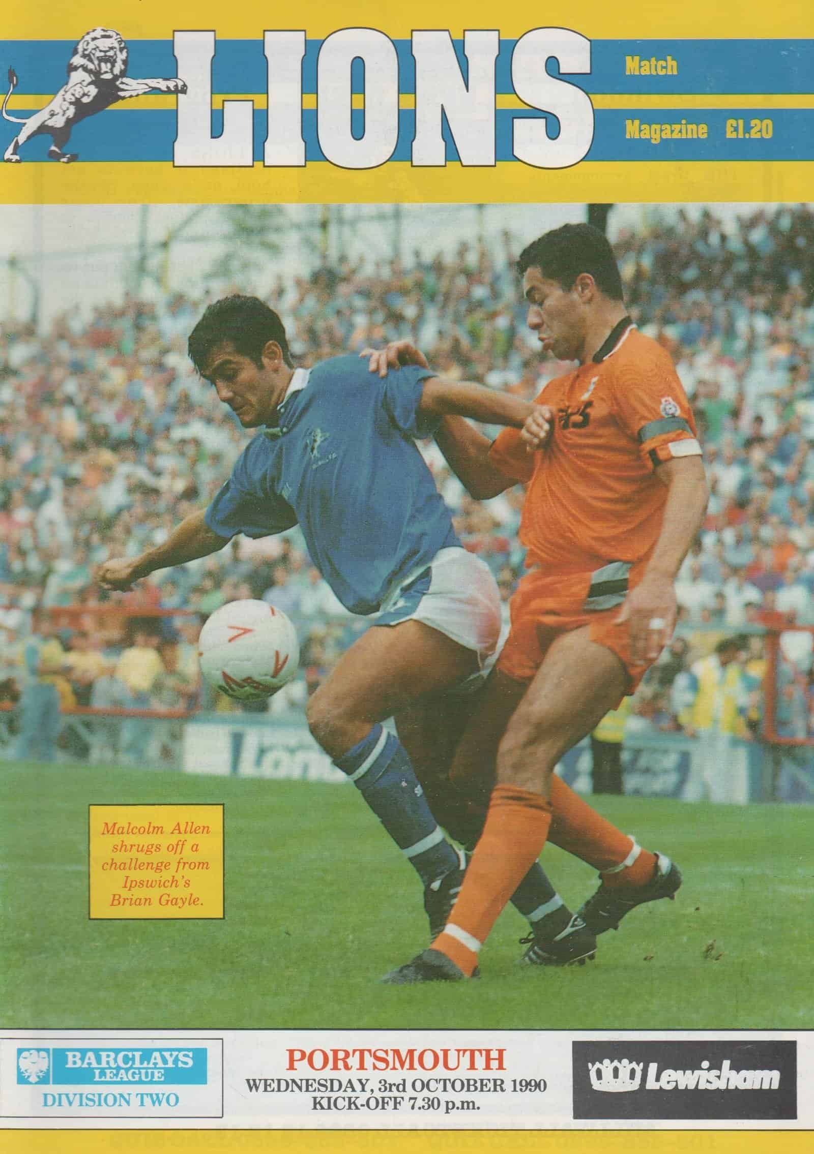 Millwall v Portsmouth  03-Oct-1990