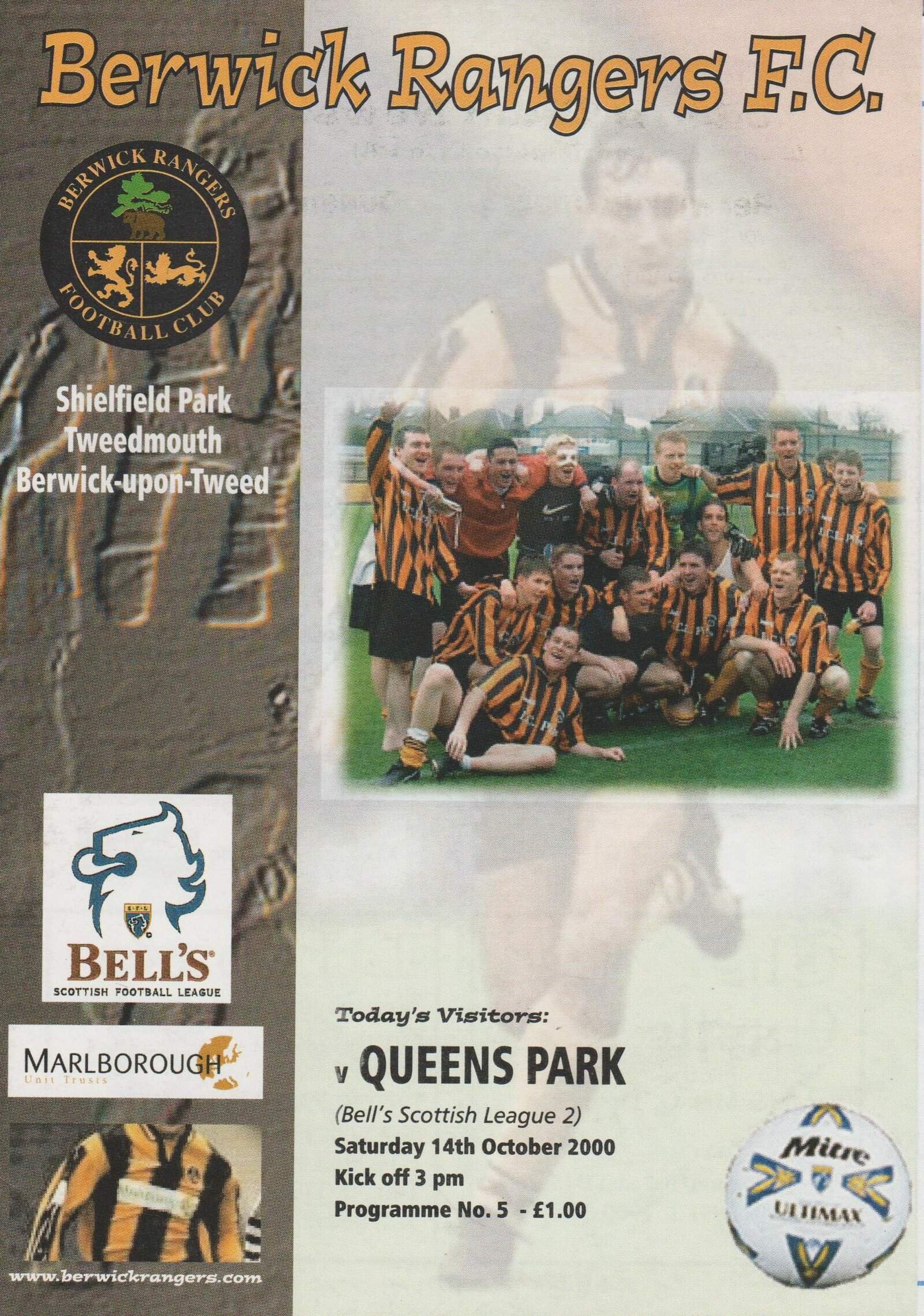 Berwick Rangers v Queens Park   14-Oct-2000