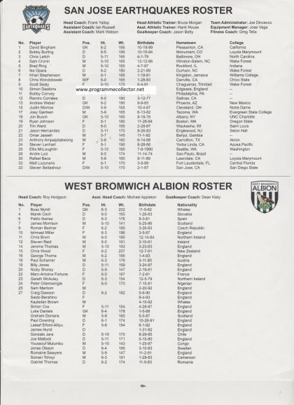 San Jose Earthquakes v West Bromwich Albion   12-July-2011