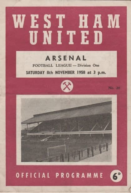 West Ham United v Arsenal 08-Nov-1958