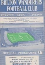 Bolton Wanderers v Birmingham City 17-Feb-1962