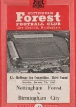 Nottingham Forest v Birmingham City 07-Jan-1961