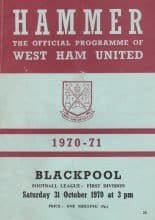 West Ham United v Blackpool  31-Oct-1970
