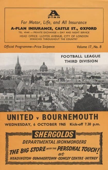 Oxford United v Bournemouth  06-Oct-1965
