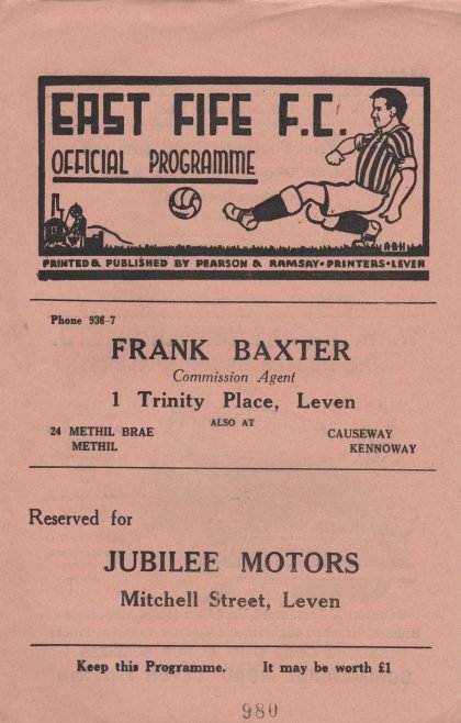 East Fife v Brechin City 28-Sep-1963