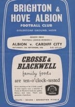 Brighton & Hove Albion v Cardiff City 13-Sep-1958