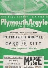 Plymouth Argyle v Cardiff City 30-Jan-1960