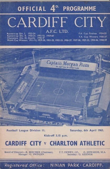 Cardiff City v Charlton Athletic  06-Apr-1963