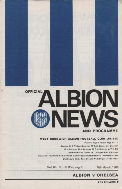 West Bromwich Albion v Chelsea 08-Mar-1969