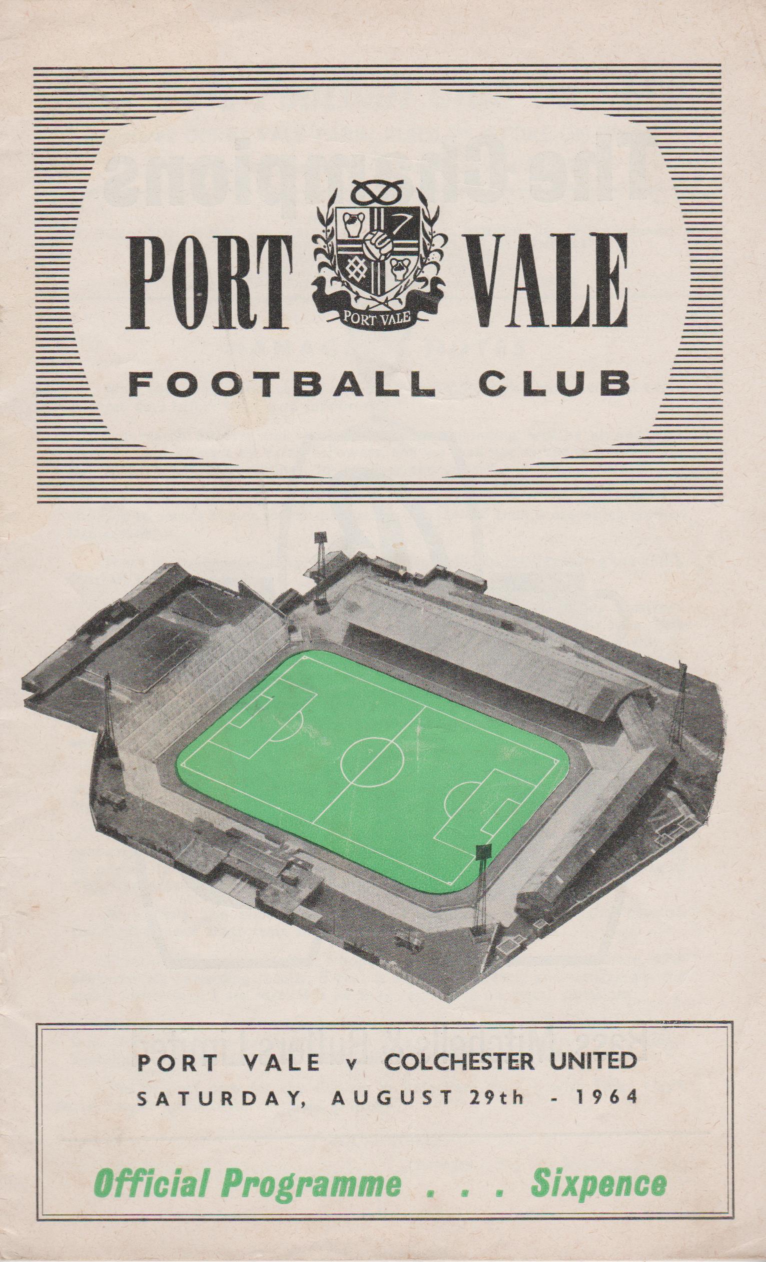 Port Vale v Colchester United 29-Aug-1964 - ProgrammeCollector.Net