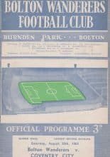 Bolton Wanderers v Coventry City 29-Aug-1964