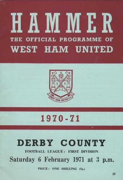 West Ham United v Derby County 06-Feb-1971
