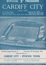 Cardiff City v Ipswich Town  09-Nov-1957