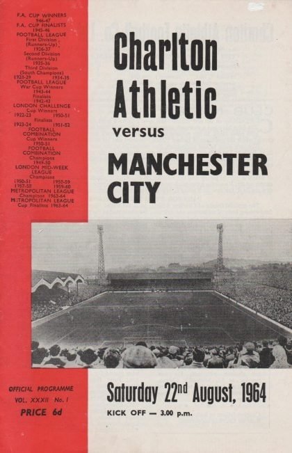 Charlton Athletic v Manchester City 22-Aug-1964