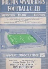 Bolton Wanderers v Manchester City  03-Feb-1962