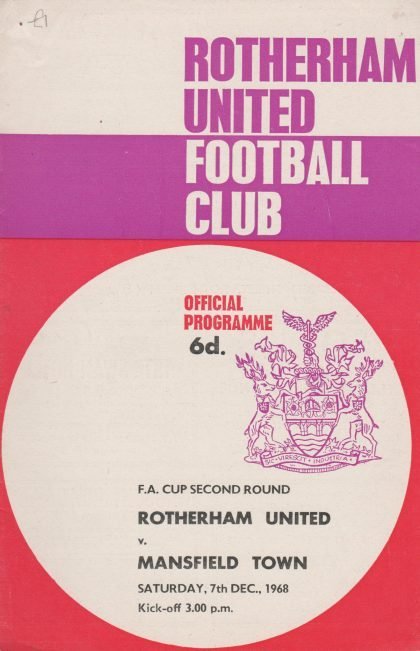 Rotherham United v Mansfield Town  07-Dec-1968