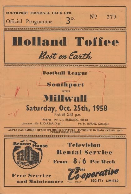 Southport v Millwall   25-Oct-1958