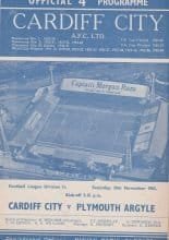 Cardiff City v Plymouth Argyle  30-Nov-1963