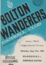 Bolton Wanderers v Sheffield United  31-Aug-1968