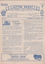 Leyton Orient v Sheffield United 09-Mar-1957