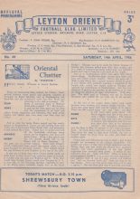 Leyton Orient v Shrewsbury Town 14-Apr-1956