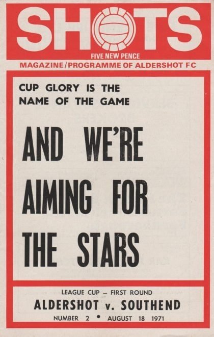 Aldershot v Southend United  08-Aug-1971