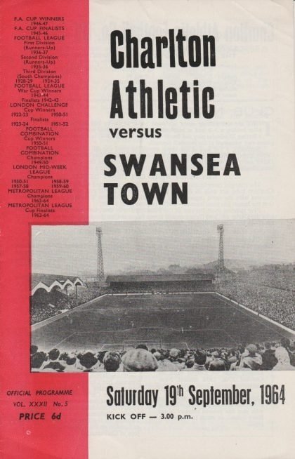 Charlton Athletic v Swansea Town  19-Sep-1964
