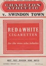 Charlton Athletic v Swindon Town   28-Jan-1956