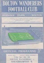 Bolton Wanderers v Wolverhampton Wanderers 24-Apr-1964