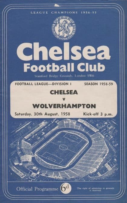 Chelsea v Wolverhampton Wanderers 30-Aug-1958