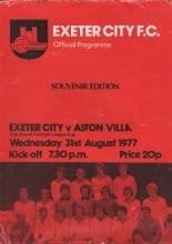 Exeter City v Aston Villa  31-Aug-1977