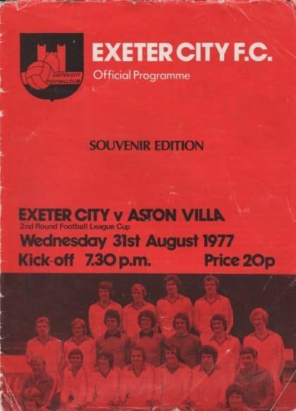 Exeter City v Aston Villa  31-Aug-1977