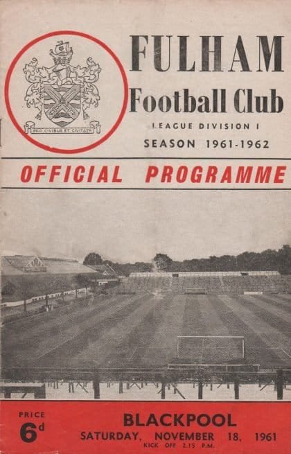 Fulham v Blackpool   18-Nov-1961