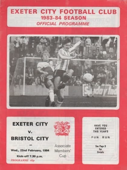 Exeter City v Bristol City  22-Feb-1984