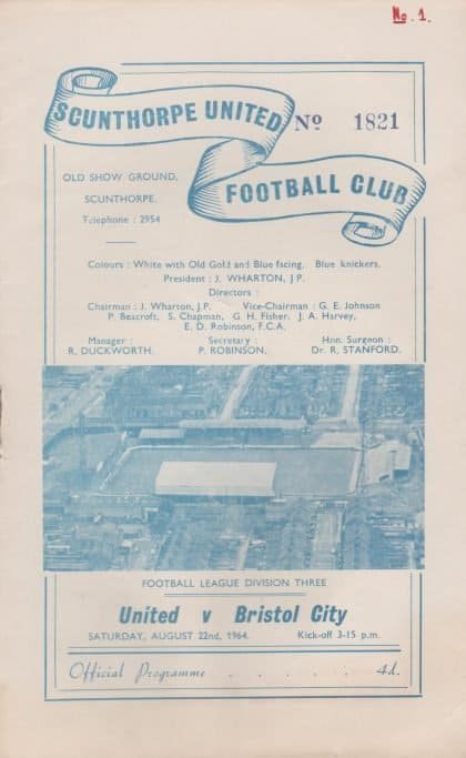 Scunthorpe United v Bristol City  22-Aug-1964