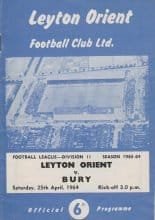 Leyton Orient v Bury 25-Apr-1964