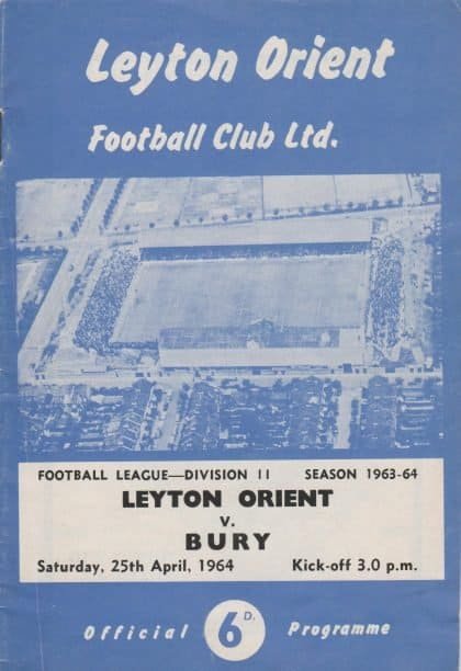 Leyton Orient v Bury 25-Apr-1964