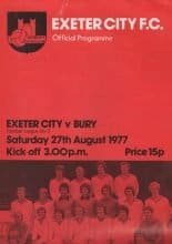 Exeter City v Bury 27-Aug-1977